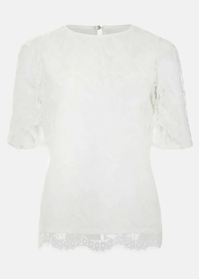 Phase Eight Kaycee Scallop Lace Top Ivory Women Tops and TShirts