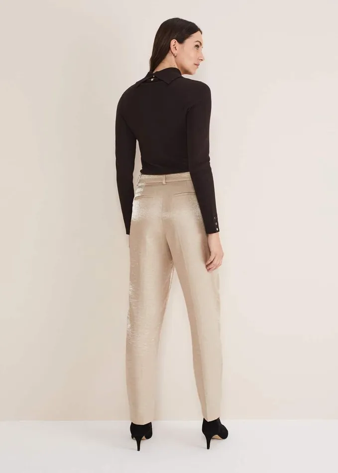Phase Eight Kehlani Shimmer Peg Trouser CoOrd Champagne Women Trousers