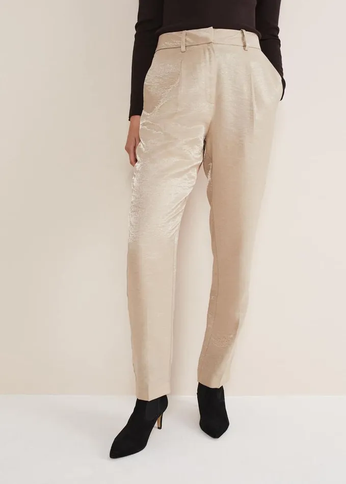 Phase Eight Kehlani Shimmer Peg Trouser CoOrd Champagne Women Trousers