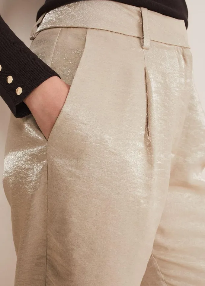 Phase Eight Kehlani Shimmer Peg Trouser CoOrd Champagne Women Trousers
