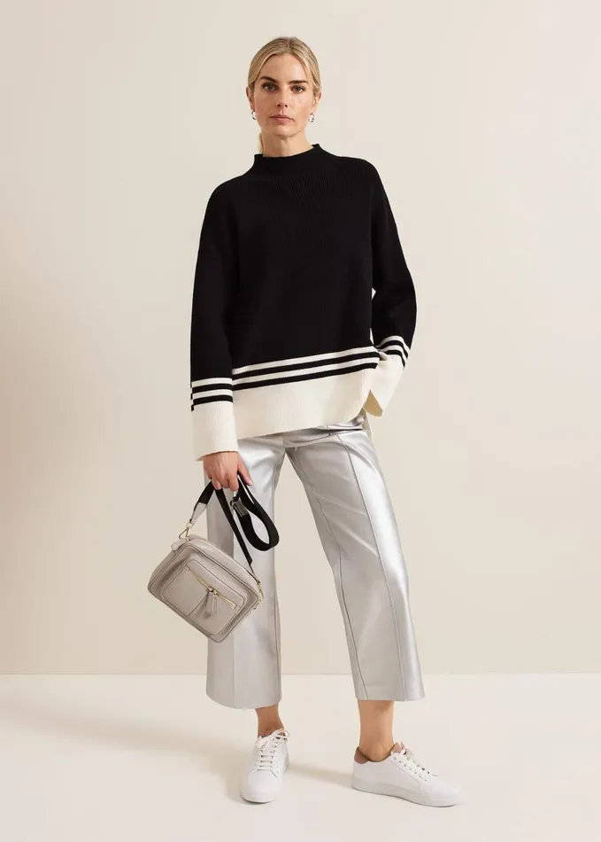 Phase Eight Kenzie Pu Crop Trousers Silver Women Trousers