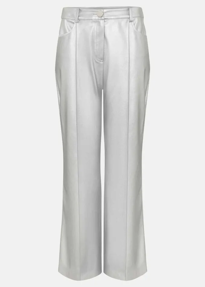Phase Eight Kenzie Pu Crop Trousers Silver Women Trousers