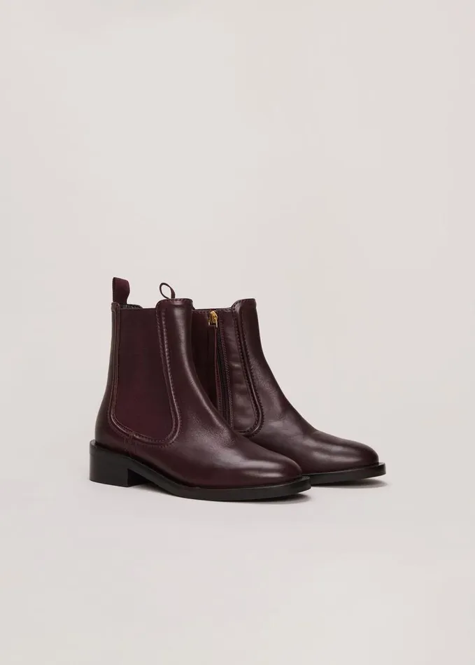 Phase Eight Leather Ankle Boots Burgundy Women Boots