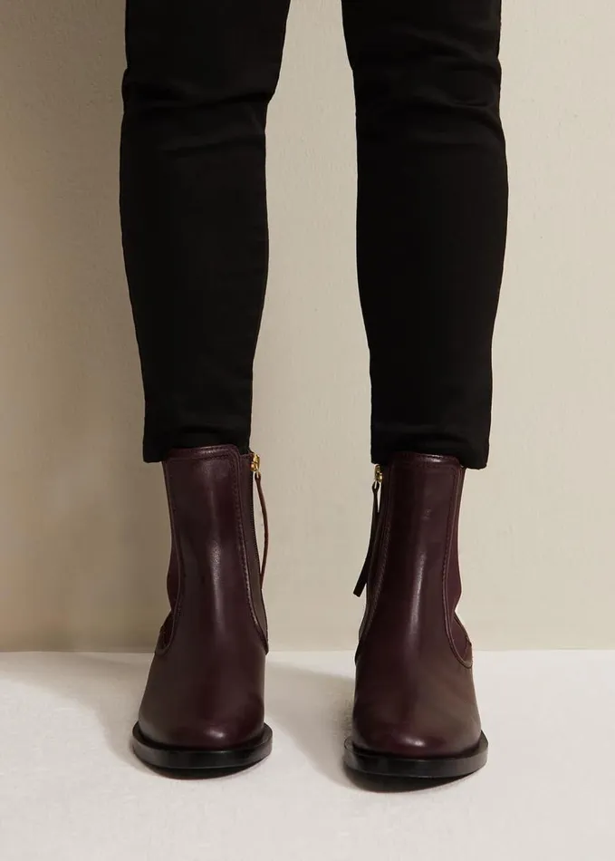 Phase Eight Leather Ankle Boots Burgundy Women Boots