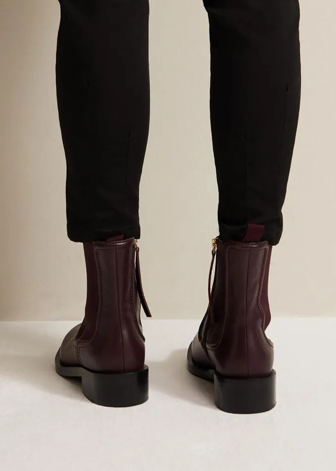 Phase Eight Leather Ankle Boots Burgundy Women Boots