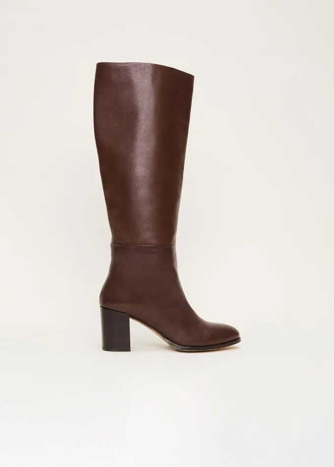 Phase Eight Leather Knee High Boots Chocolate Women Boots