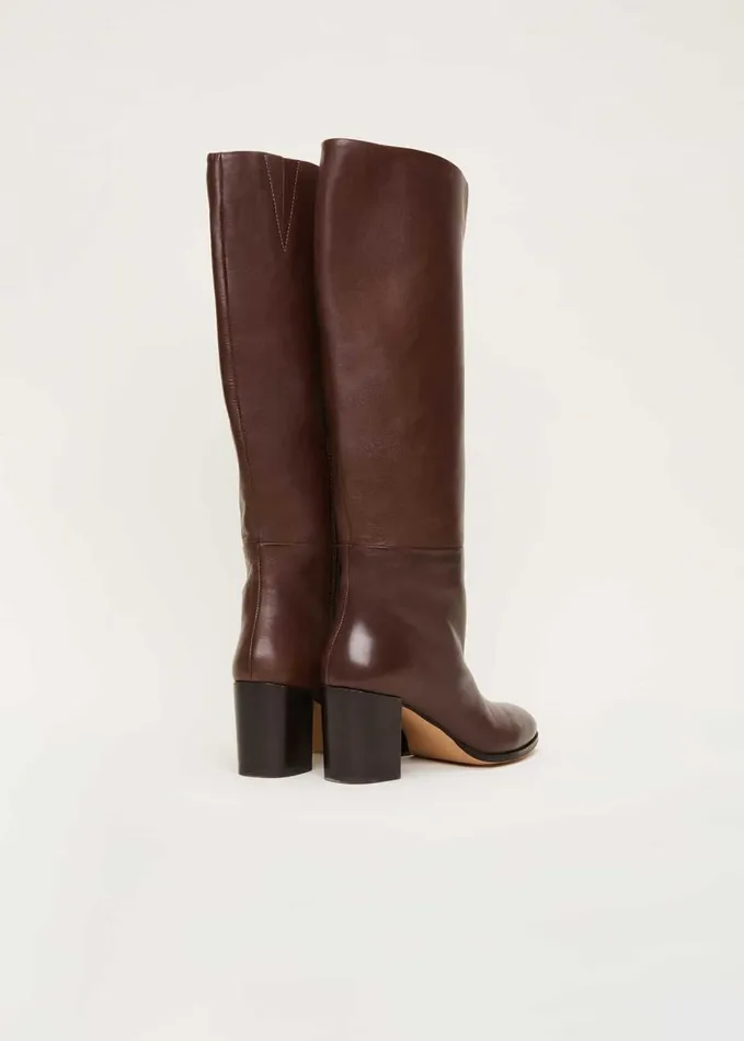 Phase Eight Leather Knee High Boots Chocolate Women Boots