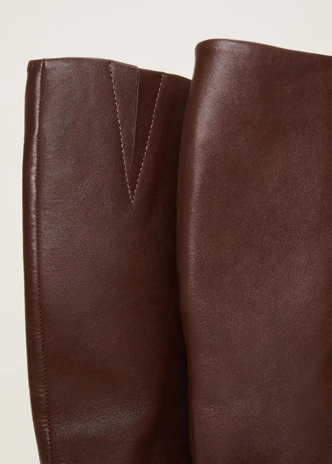 Phase Eight Leather Knee High Boots Chocolate Women Boots
