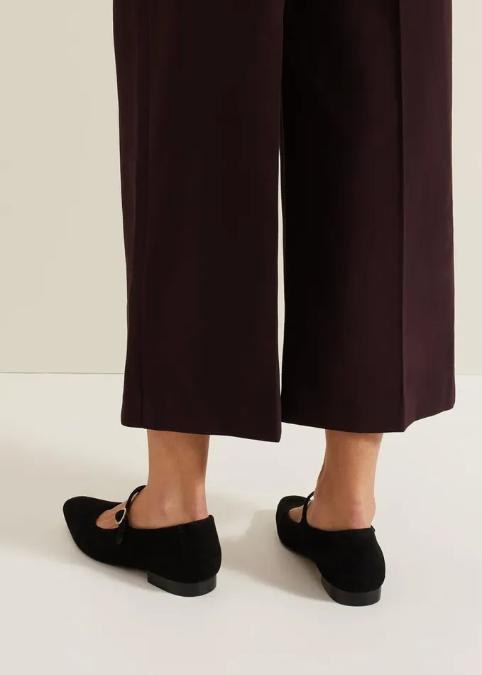 Phase Eight Leather Square Toe Mary Jane Black Women Flats
