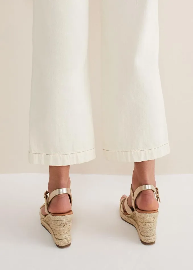 Phase Eight Leather Wedge Espadrilles Gold Women Heels