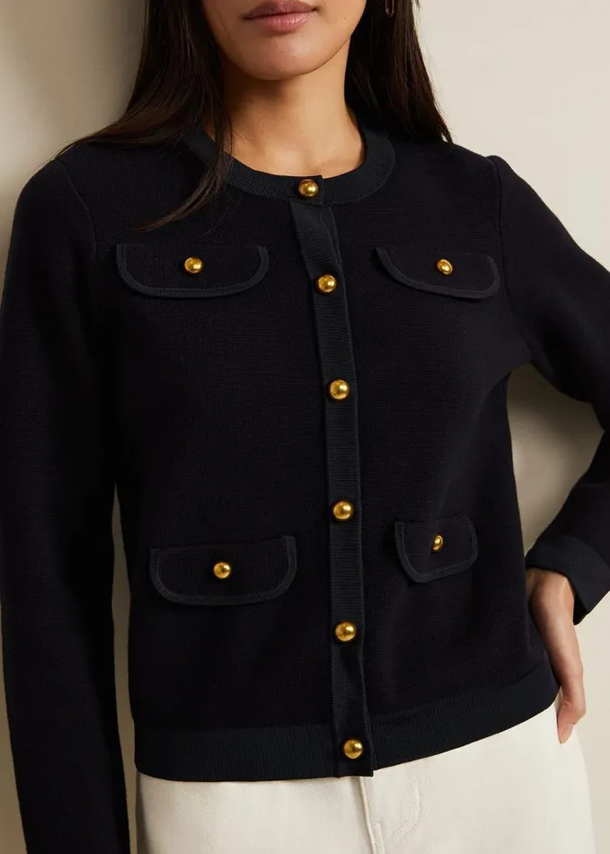 Phase Eight Libby Knitted Jacket Navy Women Knitwear