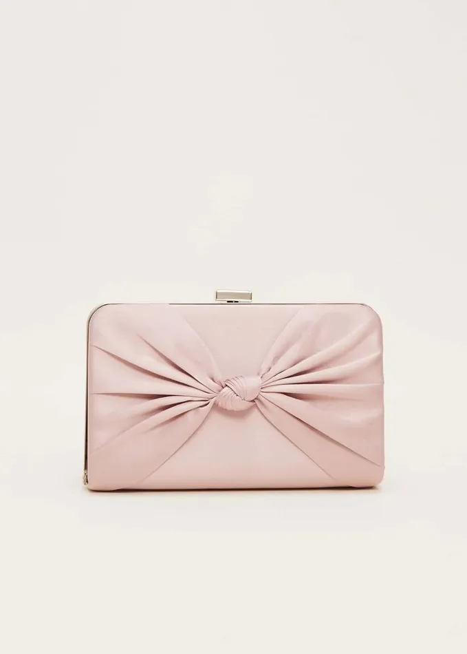 Phase Eight Light Pink Satin Clutch Box Antique Rose Women Bags and Clutches