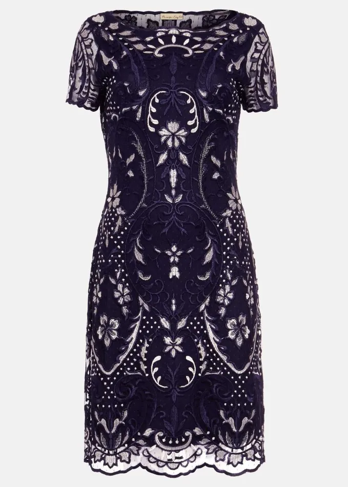 Phase Eight Lizzy Embroidered Dress Navyivory Women Dresses