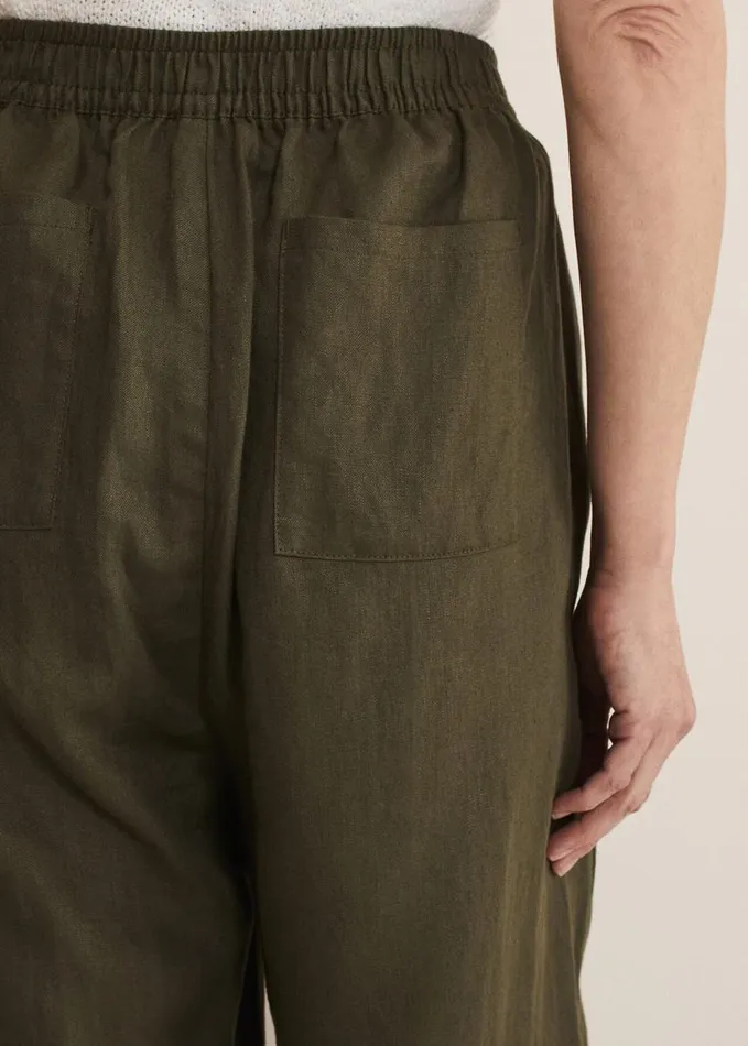 Phase Eight Lolita Drawstring Linen Trouser Khaki Women Trousers