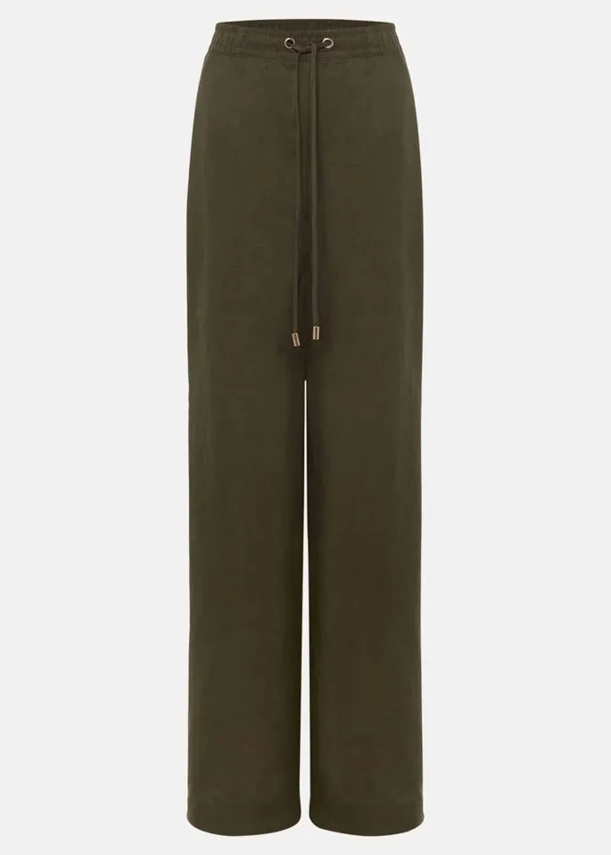 Phase Eight Lolita Drawstring Linen Trouser Khaki Women Trousers