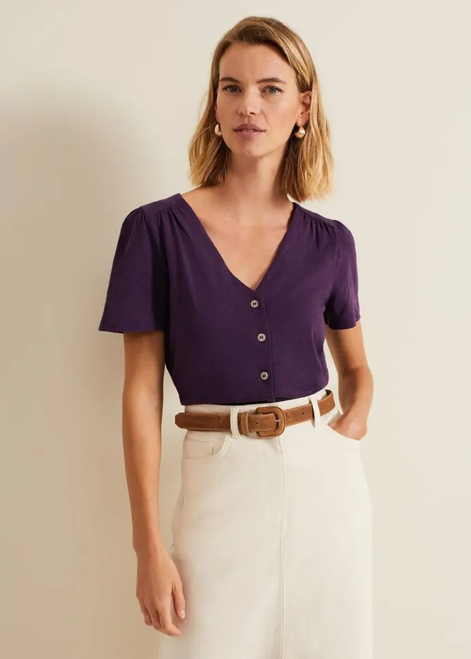 Phase Eight Lorenna Jersey Top Purple Women Tops and TShirts