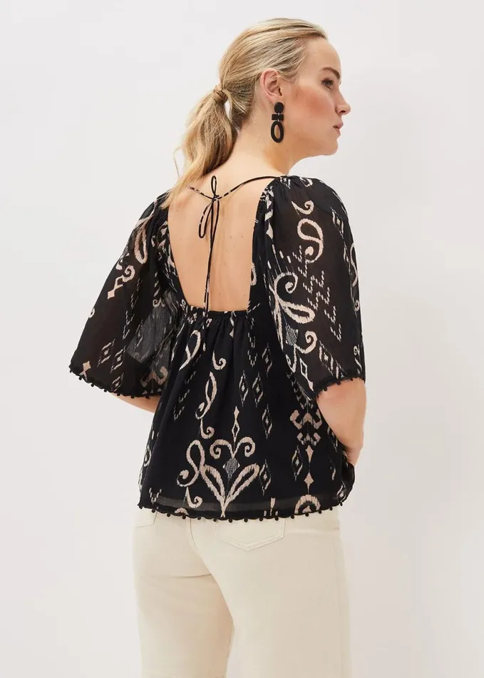 Phase Eight Malaya Ikat Print Blouse Black Women Shirts and Blouses