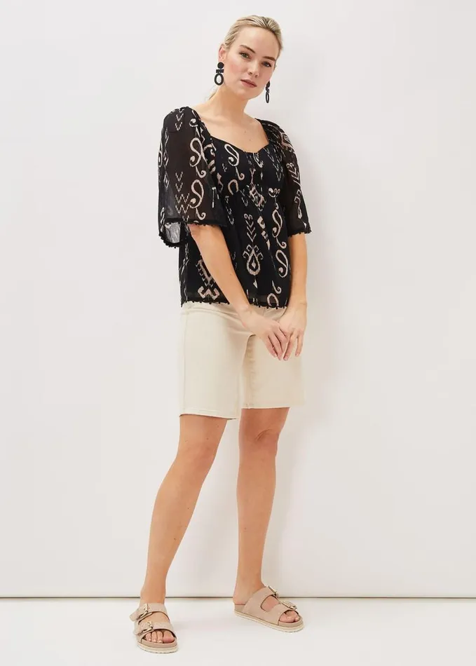 Phase Eight Malaya Ikat Print Blouse Black Women Shirts and Blouses