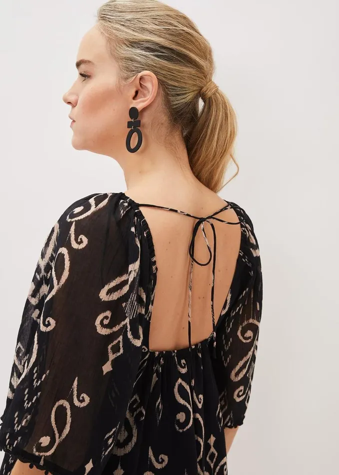 Phase Eight Malaya Ikat Print Blouse Black Women Shirts and Blouses
