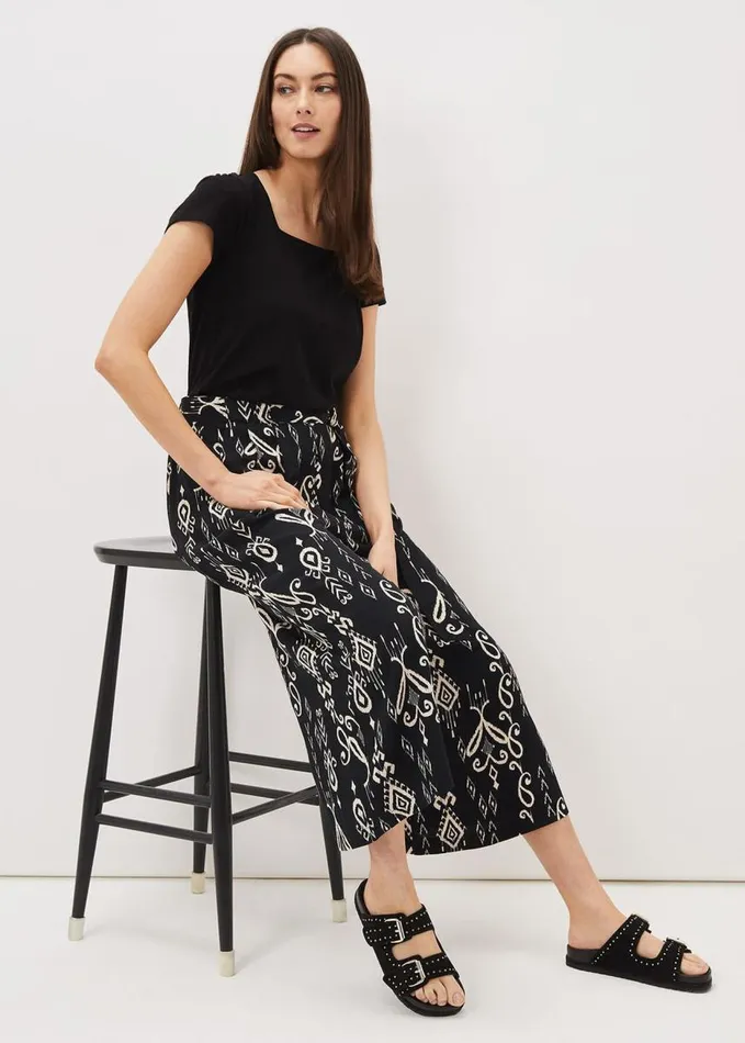 Phase Eight Malaya Ikat Printed Culotte Blackivory Women Trousers