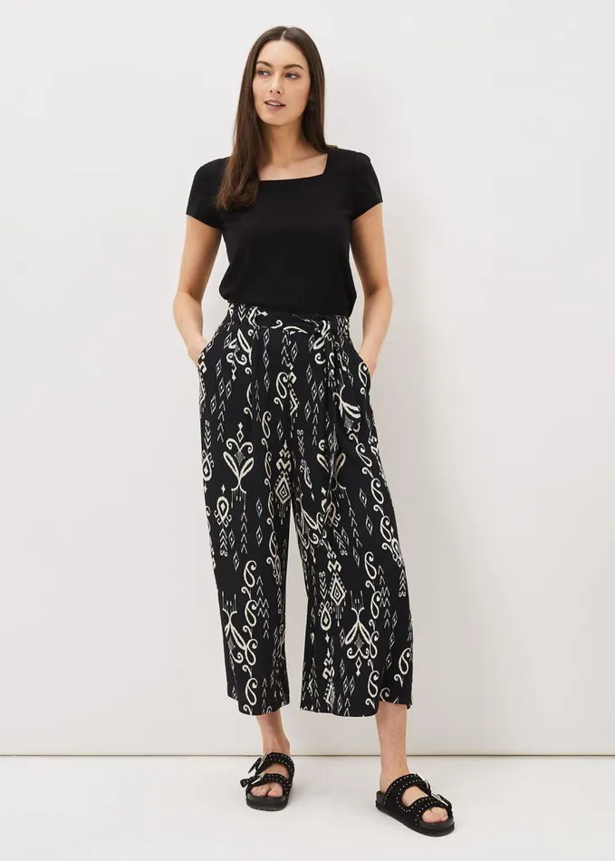 Phase Eight Malaya Ikat Printed Culotte Blackivory Women Trousers