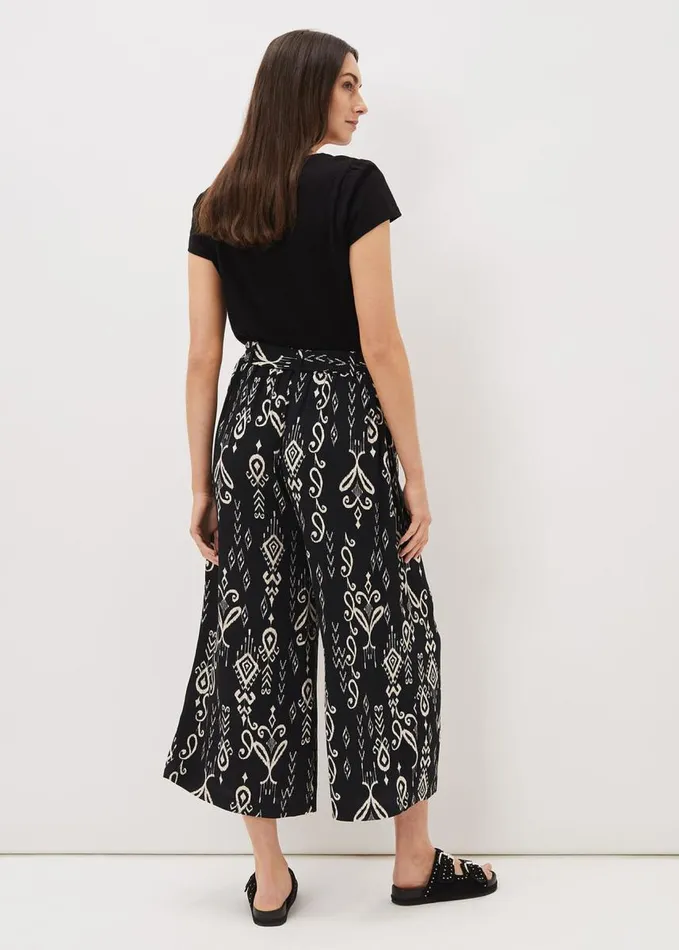 Phase Eight Malaya Ikat Printed Culotte Blackivory Women Trousers