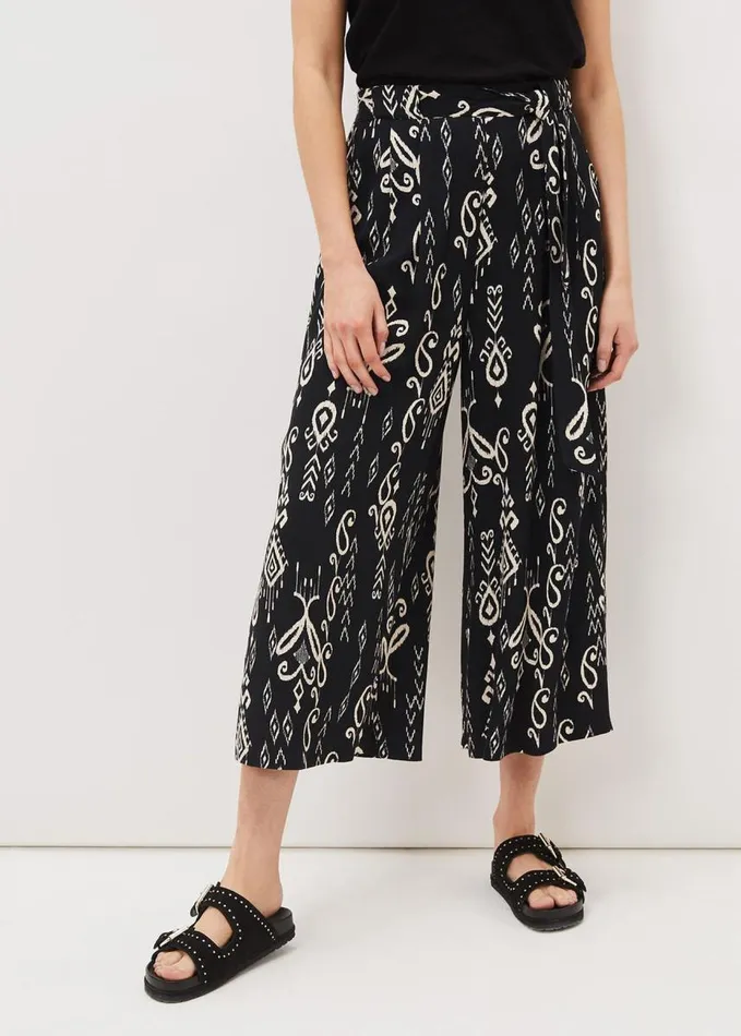 Phase Eight Malaya Ikat Printed Culotte Blackivory Women Trousers