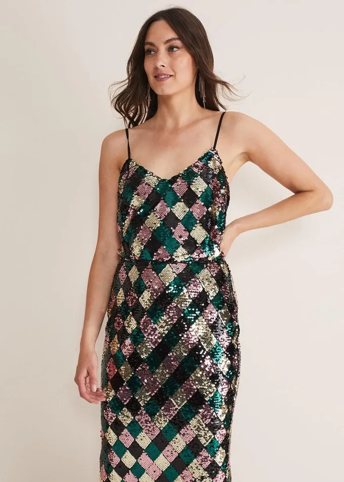 Phase Eight Mari Diamond Sequin Camisole CoOrd Multicoloured Women Shirts and Blouses
