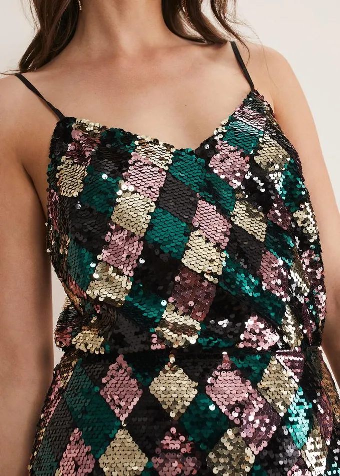 Phase Eight Mari Diamond Sequin Camisole CoOrd Multicoloured Women Shirts and Blouses
