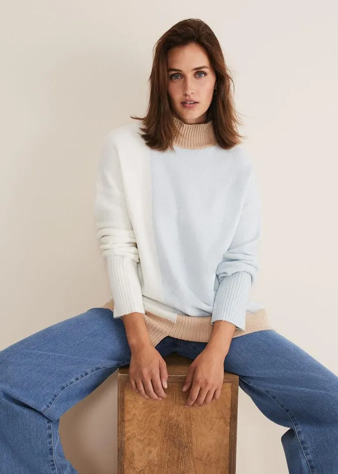 Phase Eight Mariella Cosy Asymmetric Jumper Ice Blue Women Knitwear