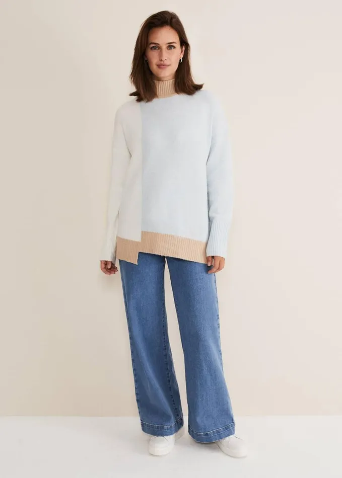 Phase Eight Mariella Cosy Asymmetric Jumper Ice Blue Women Knitwear