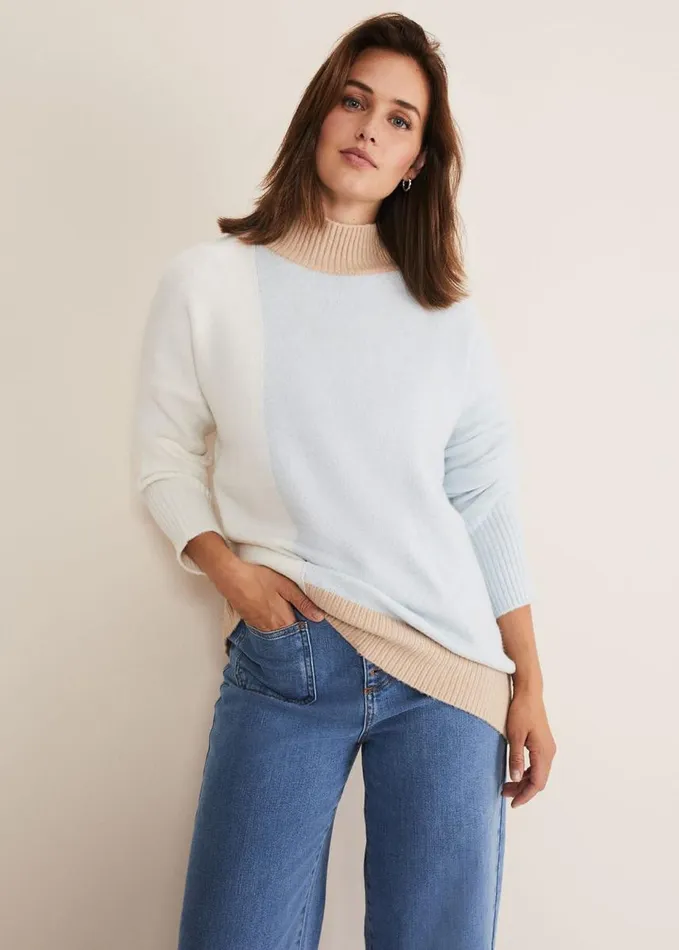 Phase Eight Mariella Cosy Asymmetric Jumper Ice Blue Women Knitwear
