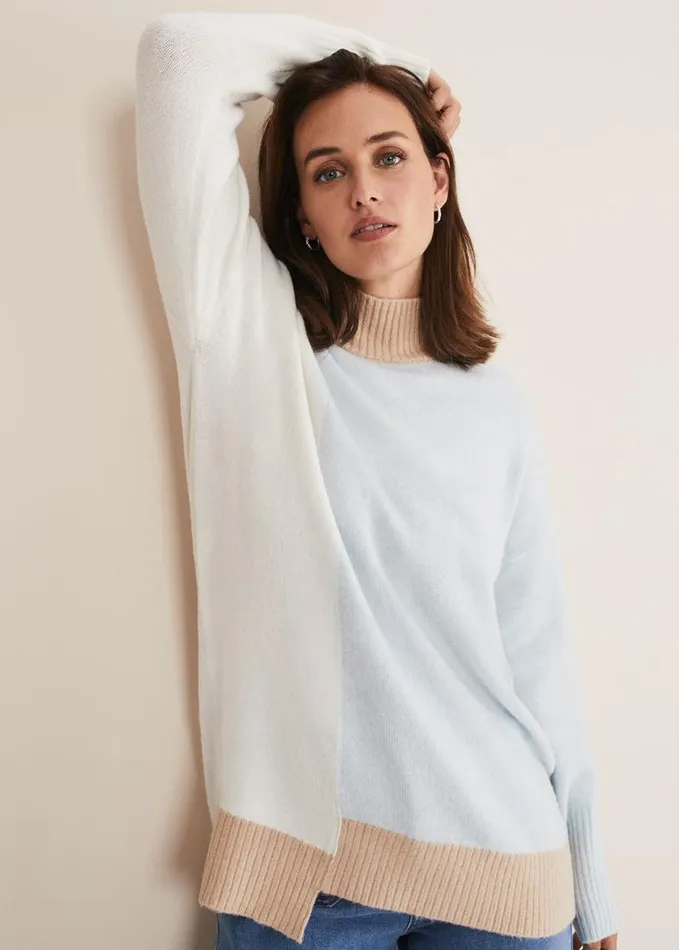 Phase Eight Mariella Cosy Asymmetric Jumper Ice Blue Women Knitwear