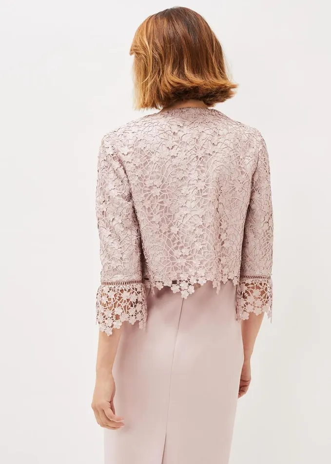 Phase Eight Mariposa Lace Occasion Jacket Antique Rose Women Jackets