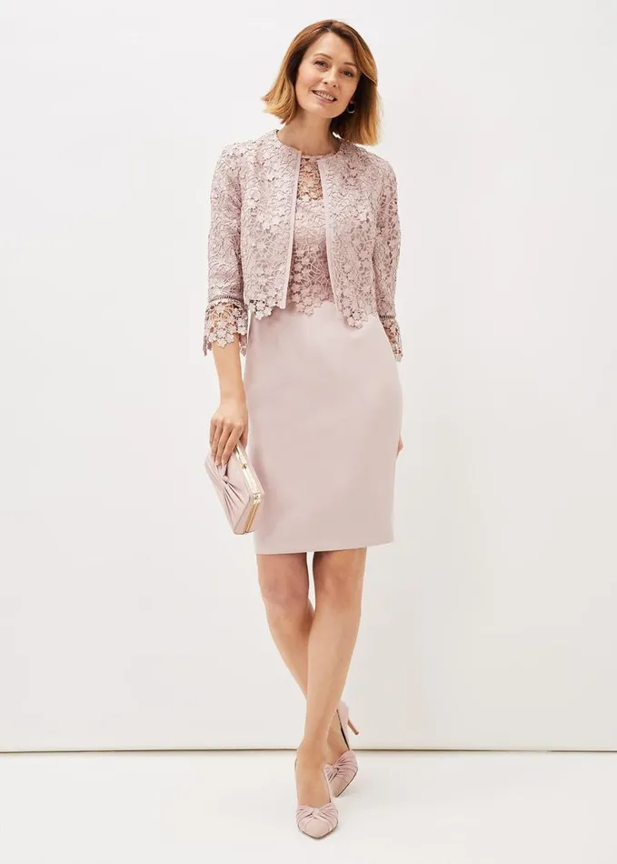 Phase Eight Mariposa Lace Occasion Jacket Antique Rose Women Jackets