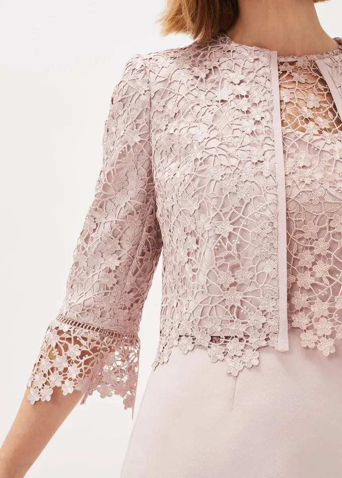 Phase Eight Mariposa Lace Occasion Jacket Antique Rose Women Jackets