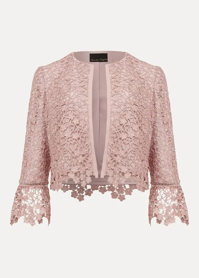 Phase Eight Mariposa Lace Occasion Jacket Antique Rose Women Jackets