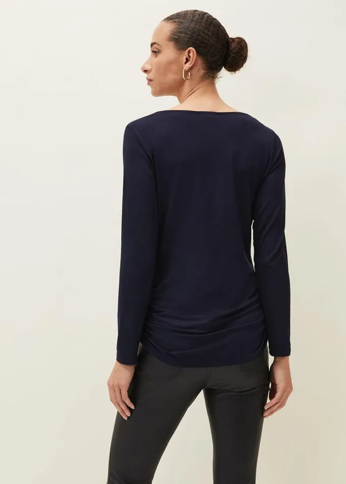 Phase Eight Massy Cowl Neck Top Navy Women Tops and TShirts