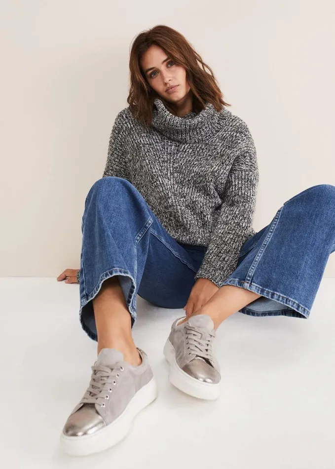 Phase Eight Metallic Trainer Grey Women Flats
