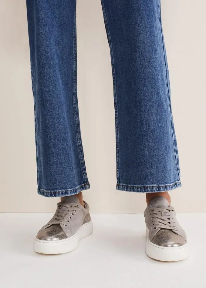 Phase Eight Metallic Trainer Grey Women Flats