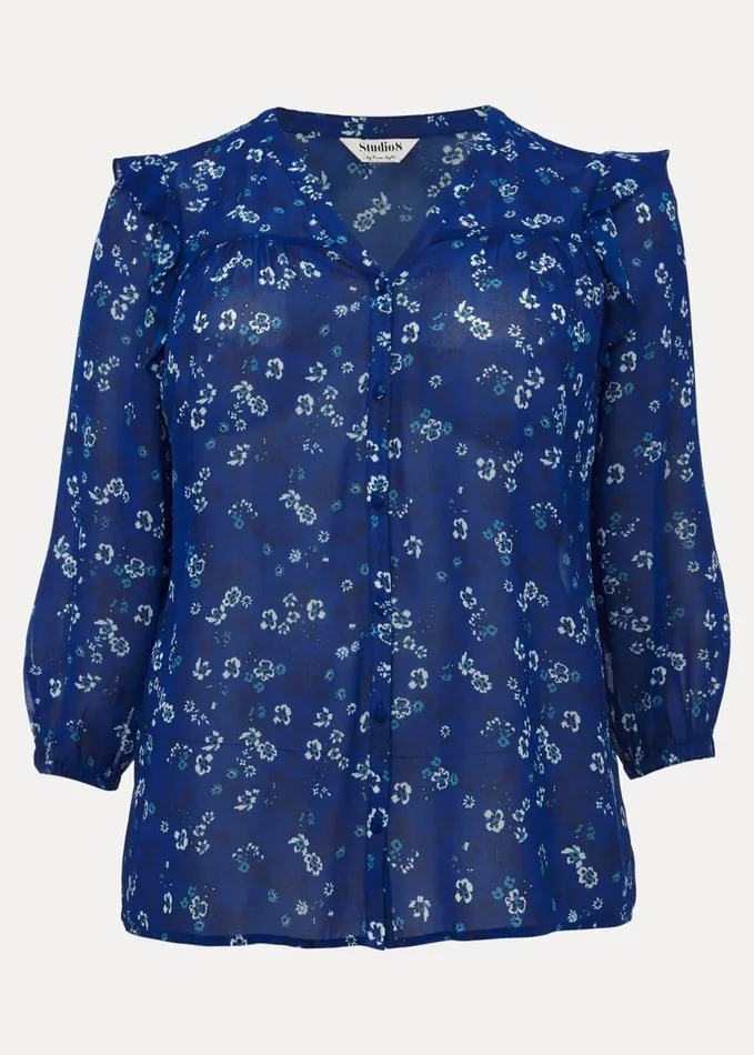 Phase Eight Micaela Printed Top Blue Multi Women Shirts and Blouses
