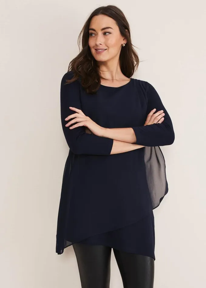 Phase Eight Mika Longline Top Midnight Women Tops and TShirts