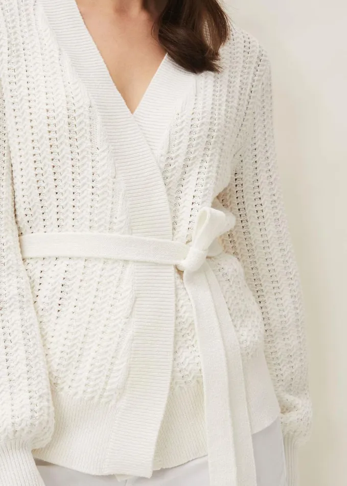 Phase Eight Monica Wrap Cardigan White Women Knitwear