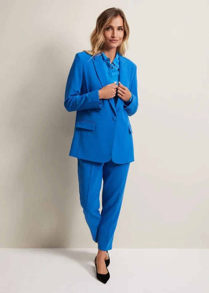 Phase Eight Nadelina Luxe Plain Fitted Shirt Teal Women Shirts and Blouses
