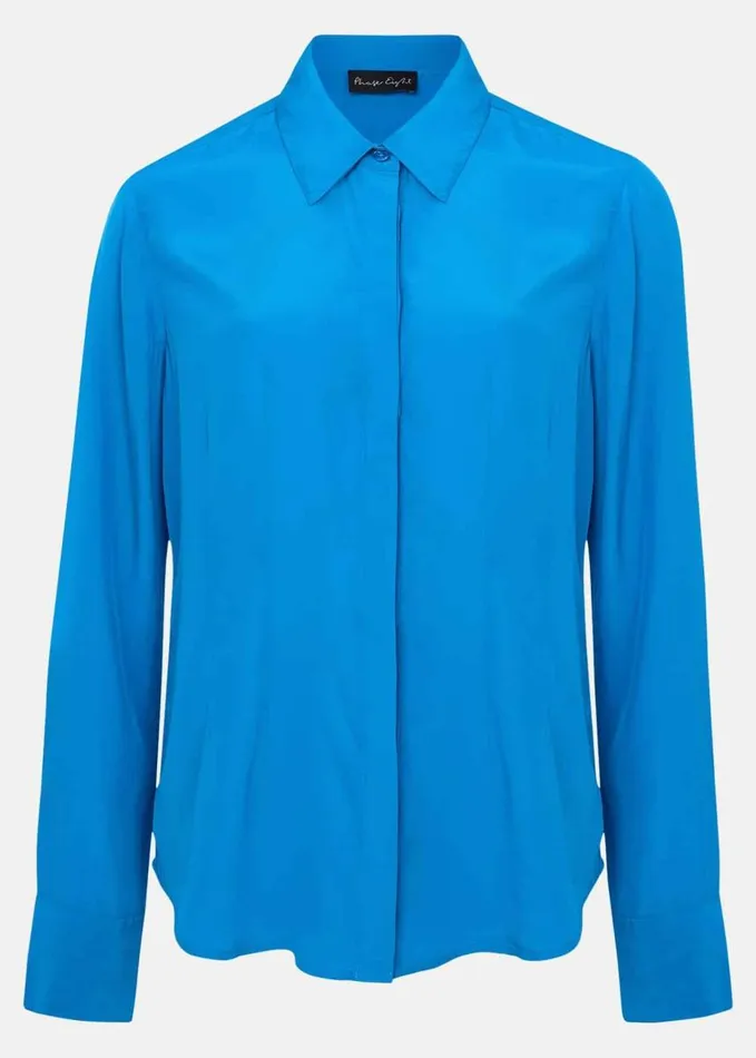 Phase Eight Nadelina Luxe Plain Fitted Shirt Teal Women Shirts and Blouses