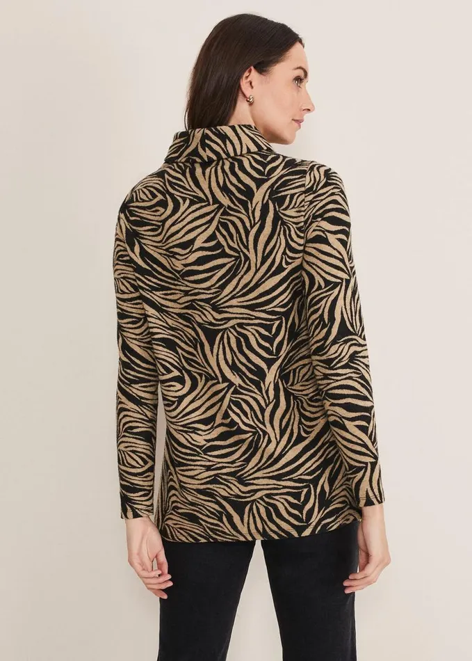 Phase Eight Nerissa Animal Print Snuggle Camelblack Women Tops and TShirts