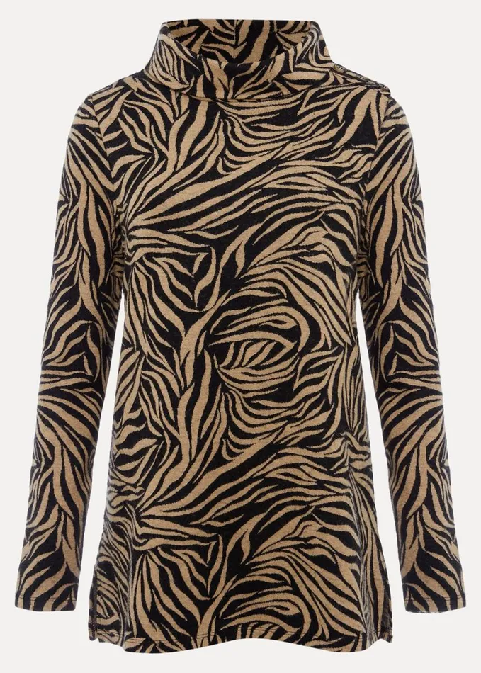 Phase Eight Nerissa Animal Print Snuggle Camelblack Women Tops and TShirts