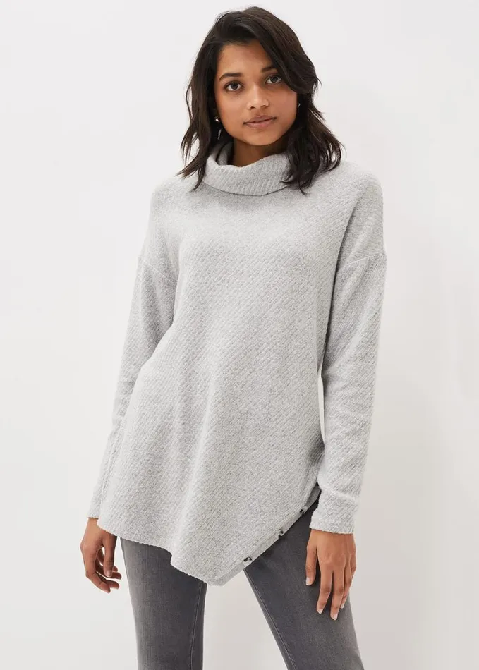 Phase Eight Nico Asymmetric Textured Jersey Top Grey Women Tops and TShirts