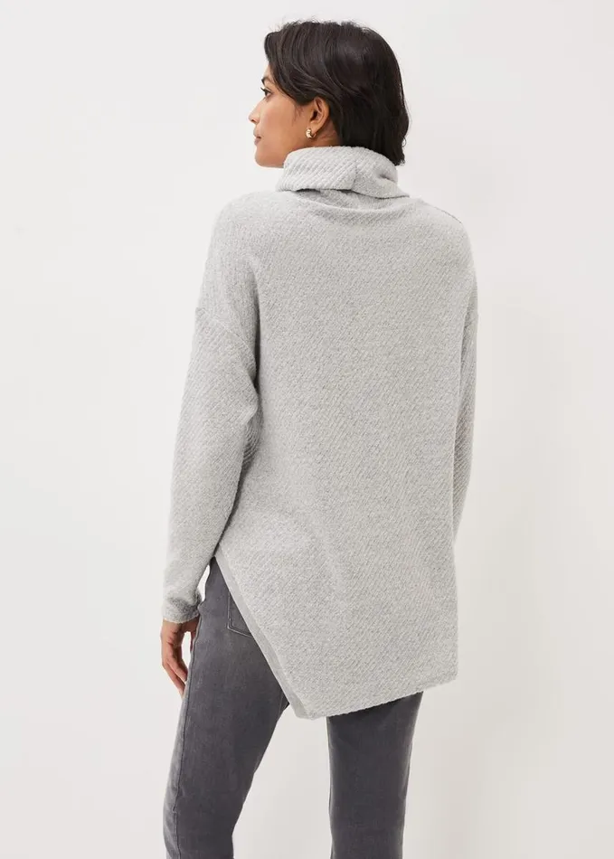 Phase Eight Nico Asymmetric Textured Jersey Top Grey Women Tops and TShirts