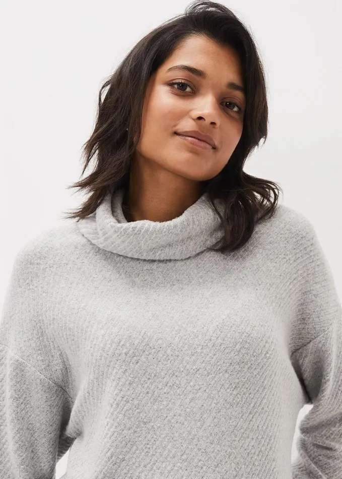 Phase Eight Nico Asymmetric Textured Jersey Top Grey Women Tops and TShirts